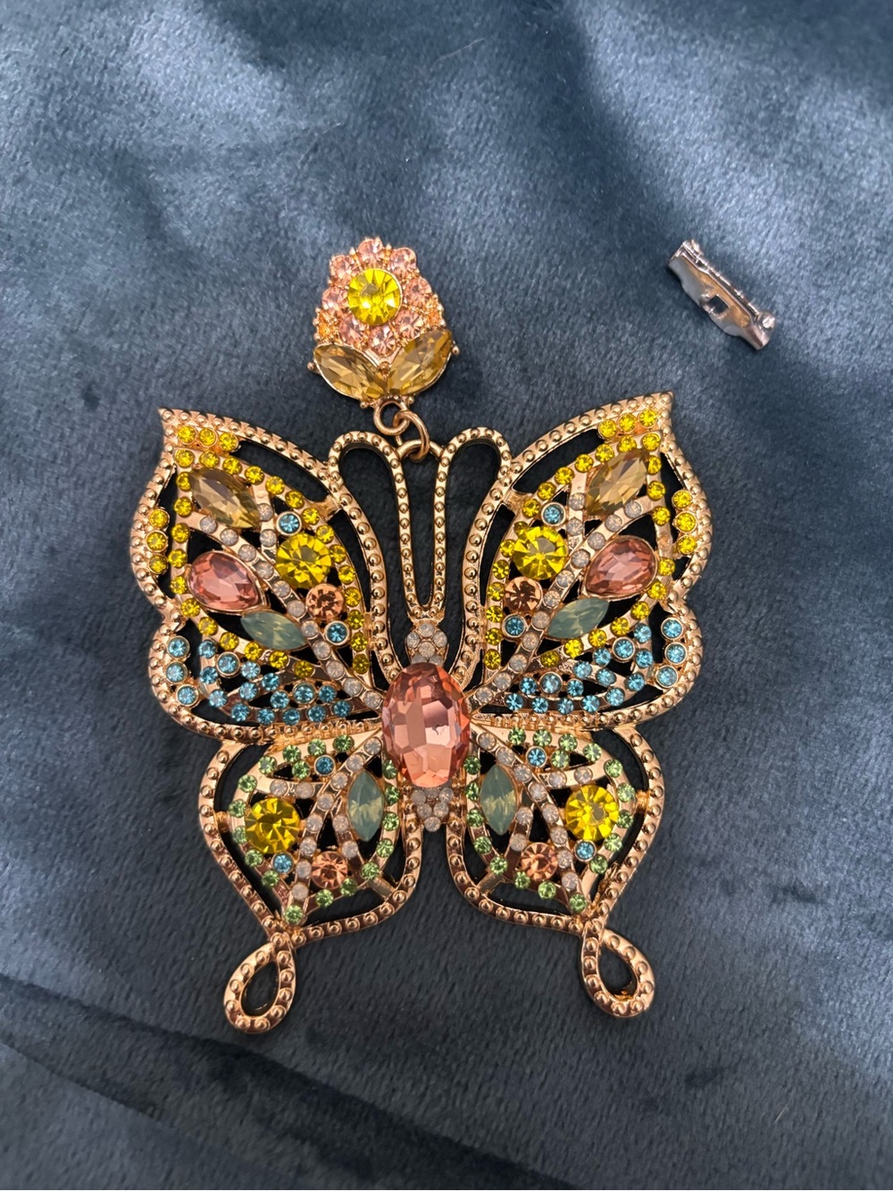Aratta yellow Multicolor Crystal Butterfly Brooch . Broken pin during shipping.